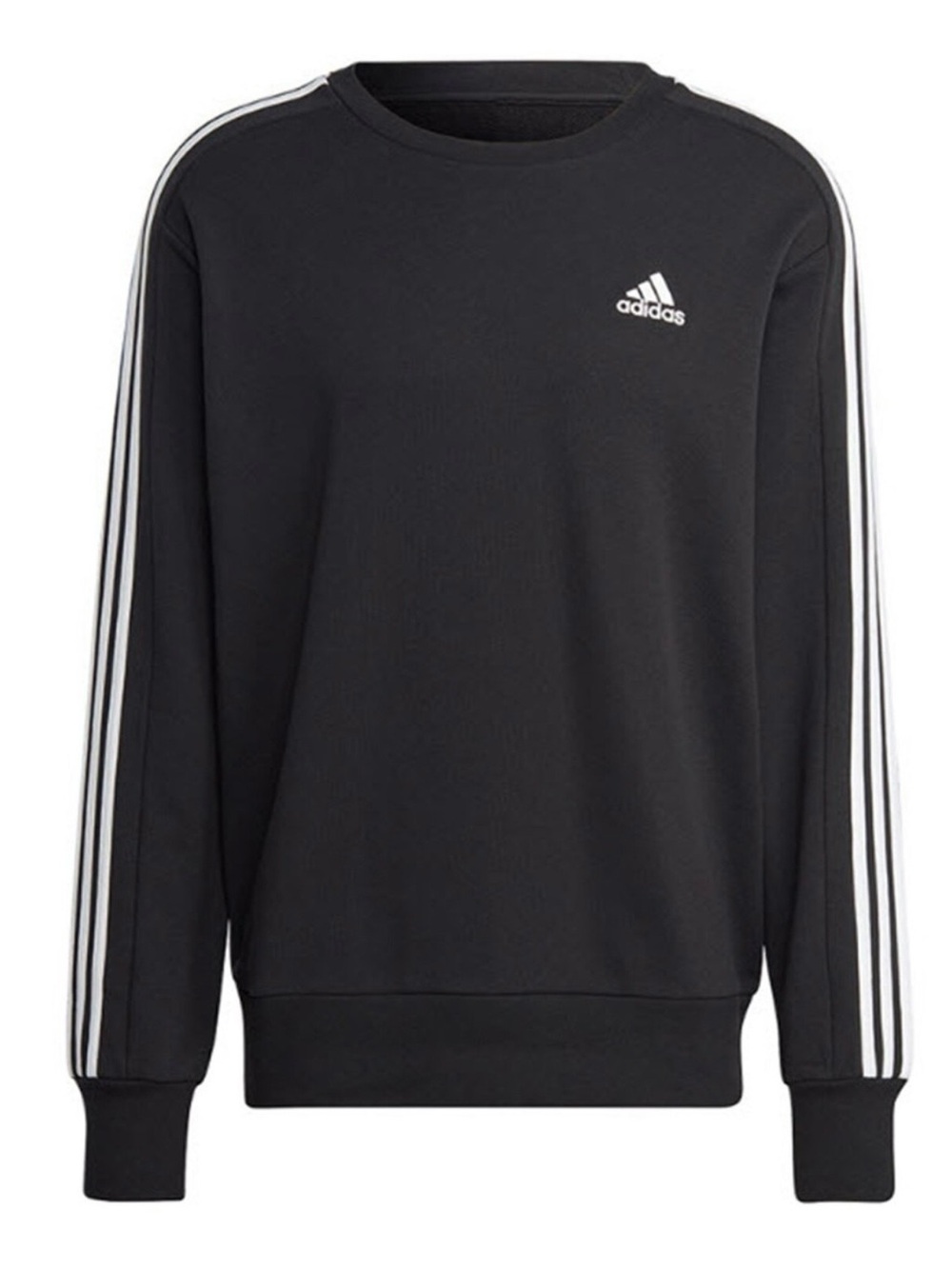 adidas Black Crewneck Sweater with White 3-Stripes